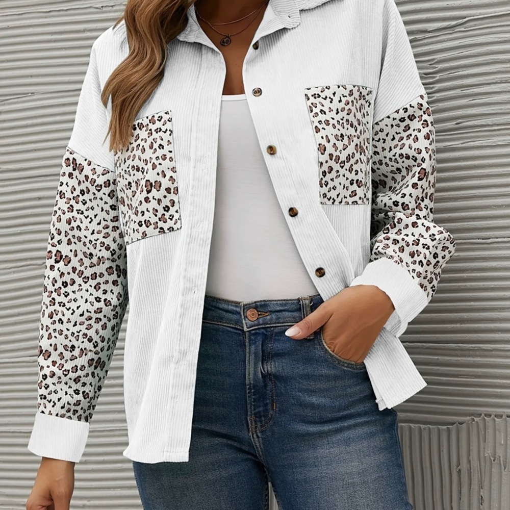 Fashionable Corduroy Leopard Print